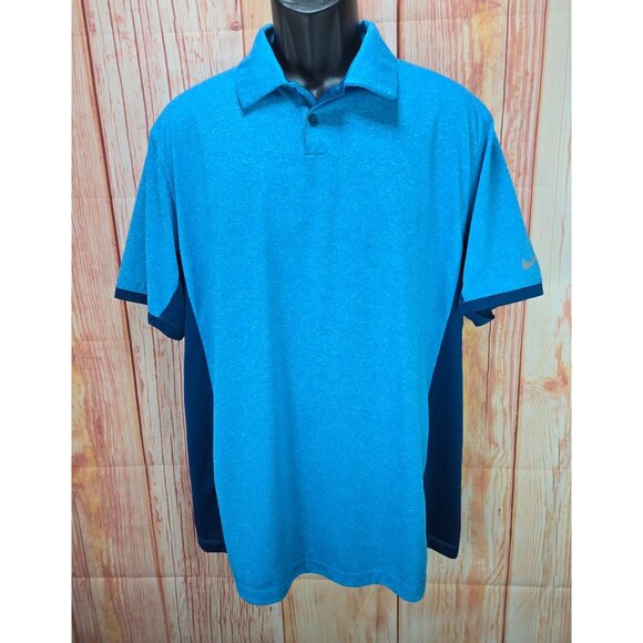 Nike Golf Tour Performance Dri-Fit Polo Shirt Large Blue Polyester Short Sleeve - Picture 1 of 8